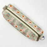 Pencil Case - #361 - Floral Bunnies on Pastel Green