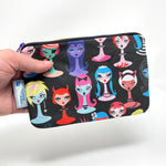 5x8 Zipper Pouch - Retro Punk Heads on Black