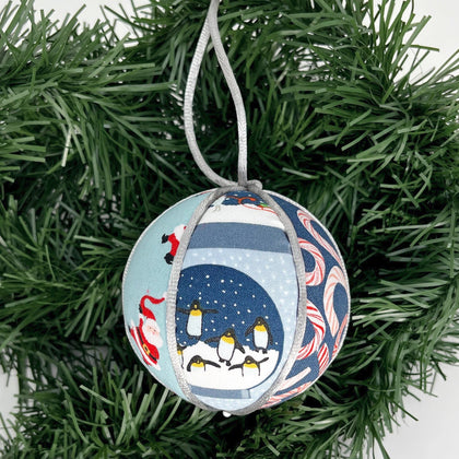 Finished DIY fabric ball ornament