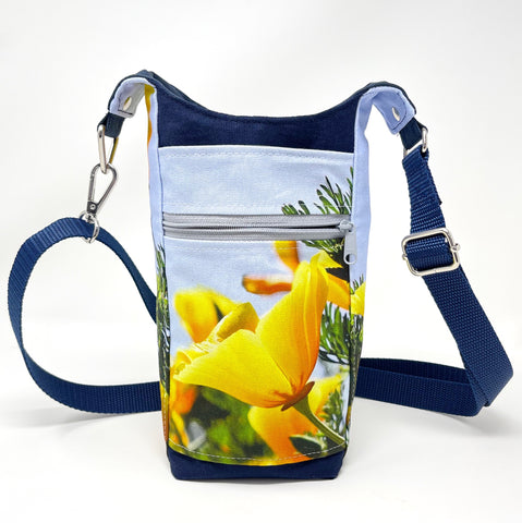 Water Bottle Crossbody Sling - Happy Poppies