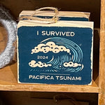 Mini Rectangle Ornament: Pacifica Tsunami - Hand-Transferred Photo on Wood