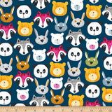 Cloth Face Mask - #215 - Animal Faces on Navy