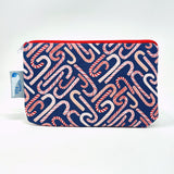 5x8 Zipper Pouch - Candy Canes on Navy Blue