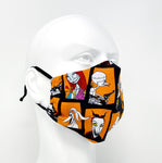 IN STOCK: Cloth Face Mask - #322 - Nightmare Before Christmas Character Blocks on Orange