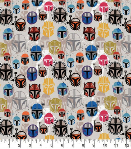 Cloth Face Mask - #145 - Mandalorian Helmets on White