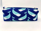 Zipper Pouches - #358 - Whales on Blue with Diagonal Stripe