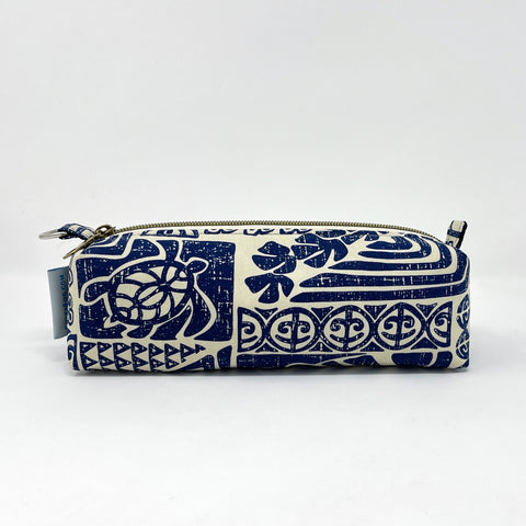 Zipper Pouches - #314 - Hawaiian Woodblock Navy on Ivory