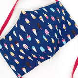 Cloth Face Mask - #88 - Ice Cream & Popsicles on Navy
