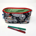 5x8 Zipper Pouch - Mandalorian and Baby Yoda Grogu Holiday