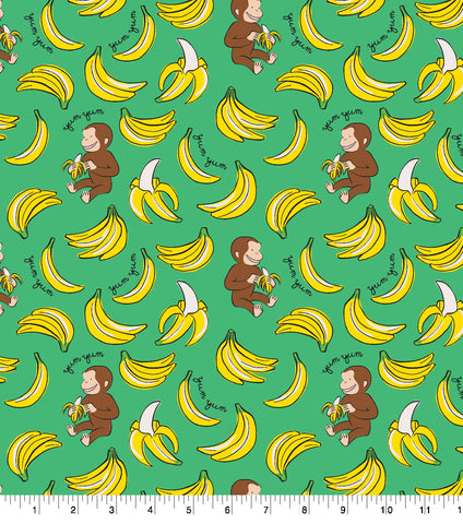 Cloth Face Mask - #140 - Curious George Bananas on Green