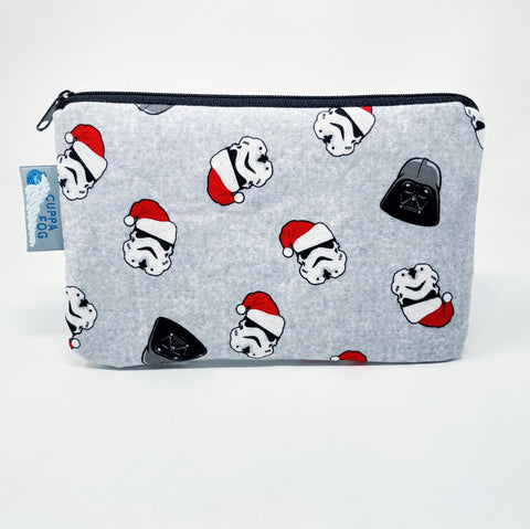 5x8 Zipper Pouch - Star Wars Santa Hat Stormtroopers and Darth Vader