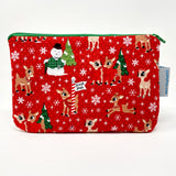 5x8 Zipper Pouch - Rudolph on Red
