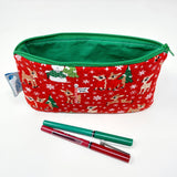 5x8 Zipper Pouch - Rudolph on Red