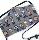Cloth Face Mask - #186 - Horror Movie Villains on Gray