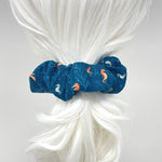 Large Cloth Scrunchie - Seahorses on Navy Blue