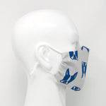 Cloth Face Mask - #107 - Blue Frenchie Dog on Textured Gray