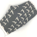 Cloth Face Mask - #141 - Seagulls on Gray