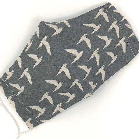 Cloth Face Mask - #141 - Seagulls on Gray