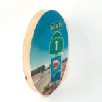 Headed North: Highway 1 Road Sign with California Poppy - 5”x7” Oval