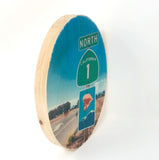 Headed North: Highway 1 Road Sign with California Poppy - 5”x7” Oval