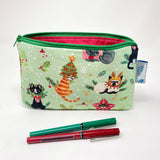 5x8 Zipper Pouch - Grouchy Christmas Cats