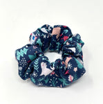 Large Cloth Scrunchie - Woodland Creatures on Navy Blue