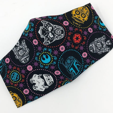 Cloth Face Mask - #149 - Star Wars Sugar Skulls on Black