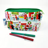 5x8 Zipper Pouch - Vintage Holiday Street Scene