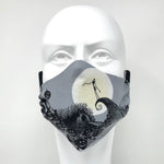 Cloth Face Mask - #178 - Jack Skellington Hill Scene on Lt Gray (Nightmare Before Christmas)