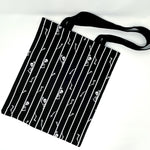 IN STOCK: Halloween Tote Bag - Peeking Skeletons with White Stripes