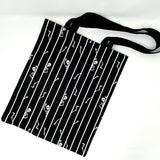 IN STOCK: Halloween Tote Bag - Peeking Skeletons with White Stripes