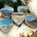 Mini Heart Ornament: California Poppies - Hand-Transferred Photo on Wood