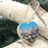 Mini Heart Ornament: Painted Ladies - Hand-Transferred Photo on Wood