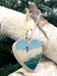 Mini Heart Ornament: Afternoon Fog: Golden Gate Bridge - Hand-Transferred Photo on Wood