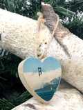 Mini Heart Ornament: Afternoon Fog: Golden Gate Bridge - Hand-Transferred Photo on Wood