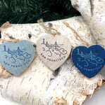 Mini Heart Ornament: San Francisco Line Drawing - Hand-Transferred Image on Wood