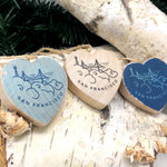 Mini Heart Ornament: San Francisco Line Drawing - Hand-Transferred Image on Wood