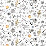 Cloth Face Mask - #147 - Star Wars Doodles on White