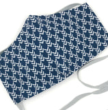 Cloth Face Mask - #84 - Navy/White Herringbone / Arrows