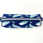 Zipper Pouches - #358 - Whales on Blue with Diagonal Stripe