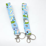 Wristlet Key Fob - Totoro on Lt Blue with Pink