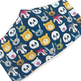 Cloth Face Mask - #215 - Animal Faces on Navy