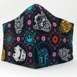 Cloth Face Mask - #149 - Star Wars Sugar Skulls on Black