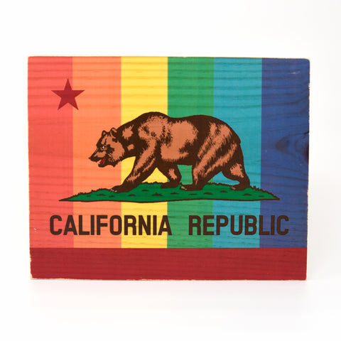 Rainbow Pride California Bear State Flag - Rectangle