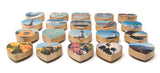 Mini Heart Magnets: Santa Cruz - Hand-Transferred Photos on Wood, Various Images