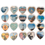 Mini Heart Magnets: Santa Cruz - Hand-Transferred Photos on Wood, Various Images