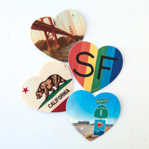 3" Heart Sticker - Assorted San Francisco and California Coastal