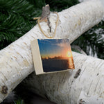 Mini Rectangle Ornament: Sunset View from Treasure Island - Hand-Transferred Photo on Wood