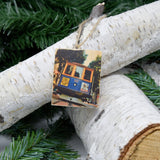 Mini Rectangle Ornament: #16 Cable Car - Hand-Transferred Photo on Wood