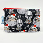 5x8 Zipper Pouch - Mandalorian and Baby Yoda Grogu Holiday